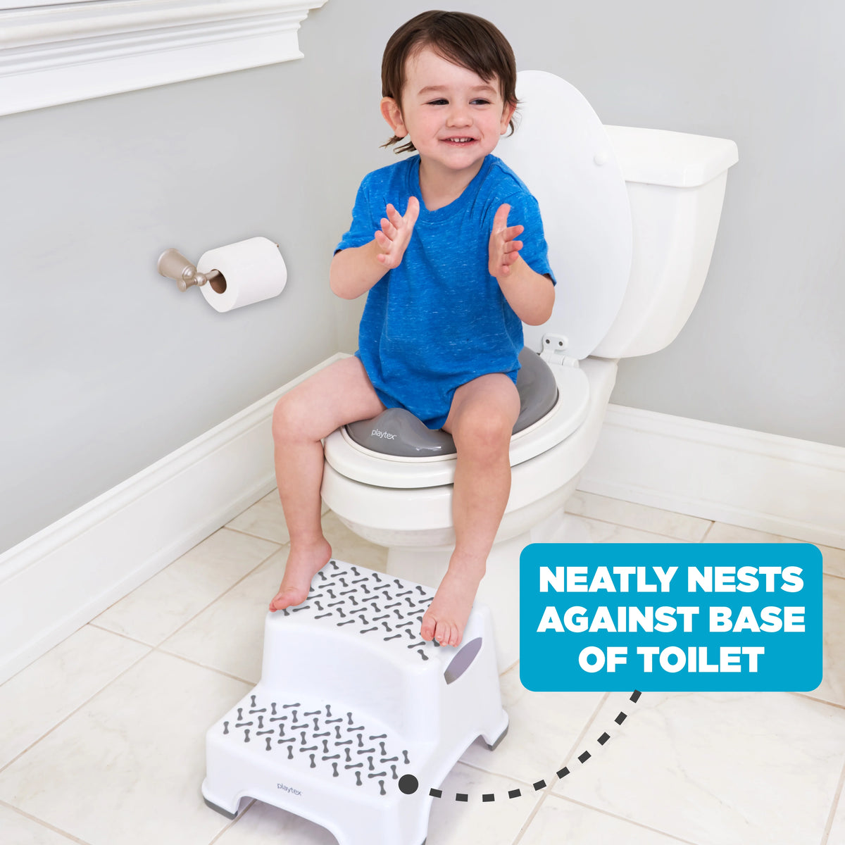 White 2-Tier Plastic Step Stool R1143