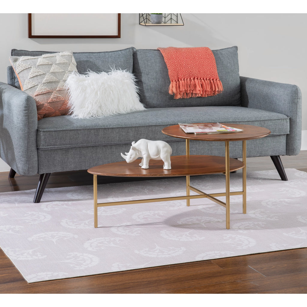 Walnut Wood 2-tier Oval Coffee Table E531