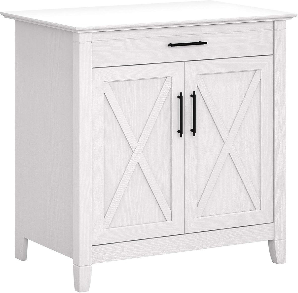 Washed Gray Secretary Desk with Keyboard Tray and Storage Cabinet B484