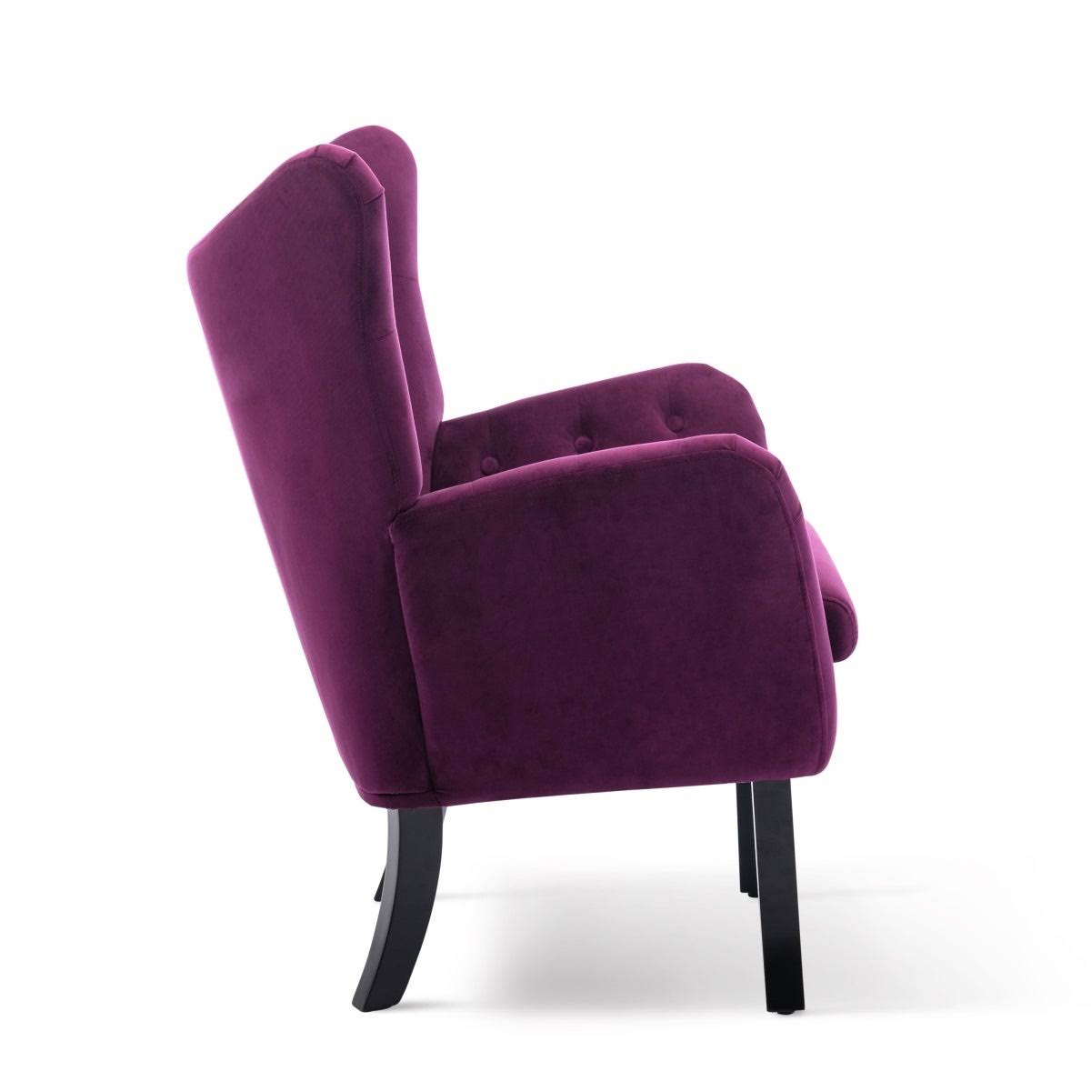 Beige Velvet Tufted Wingback Accent Chair T8705