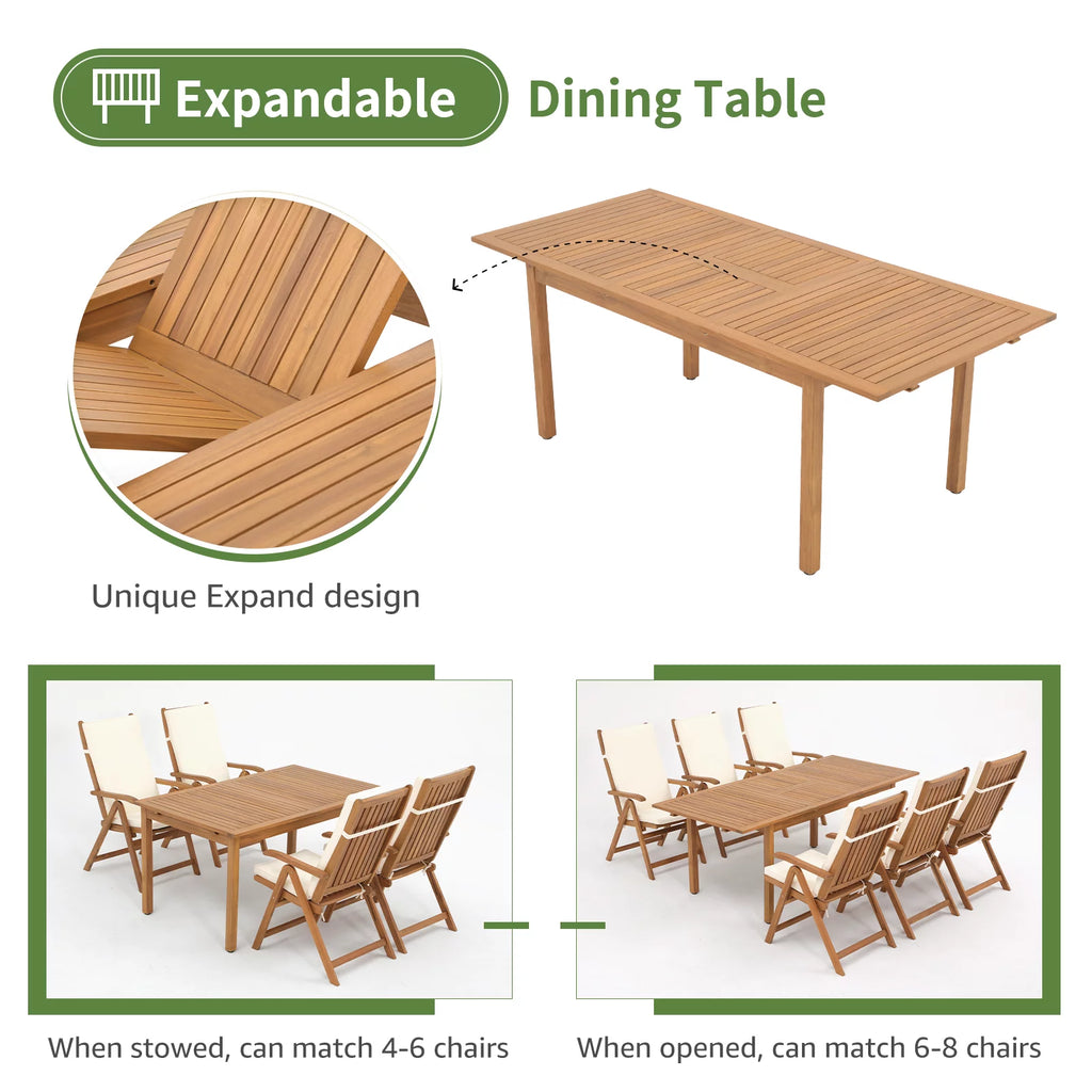 7 Piece Acacia Wood Patio Dining Set X825