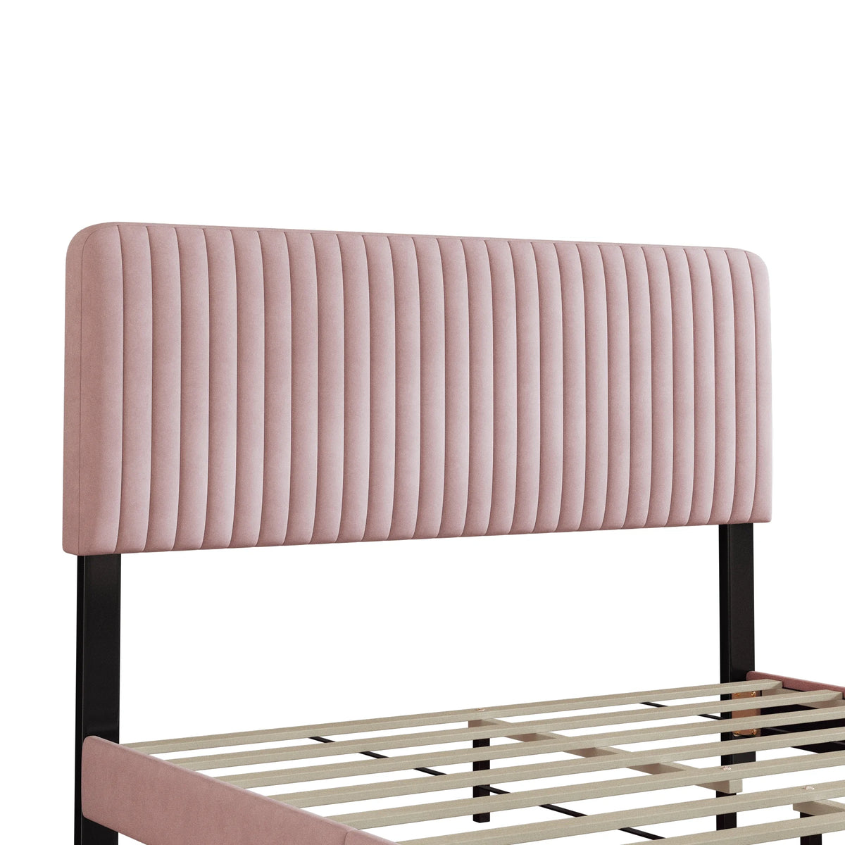 Pink Velvet Upholstered Platform Bed D579025