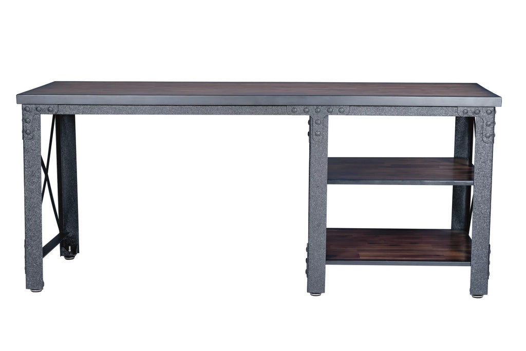 72" Industrial Metal & Wood Desk with Shelves F44385
