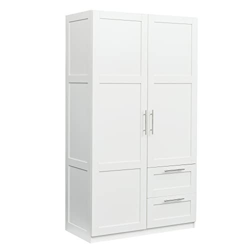 White Tall Kitchen Pantry Cabinet with 2 Doors and 2 Drawers N606
