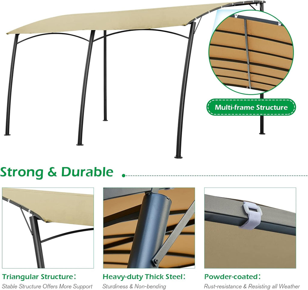 13'x10' Beige Steel Outdoor Awning Gazebo Q20054