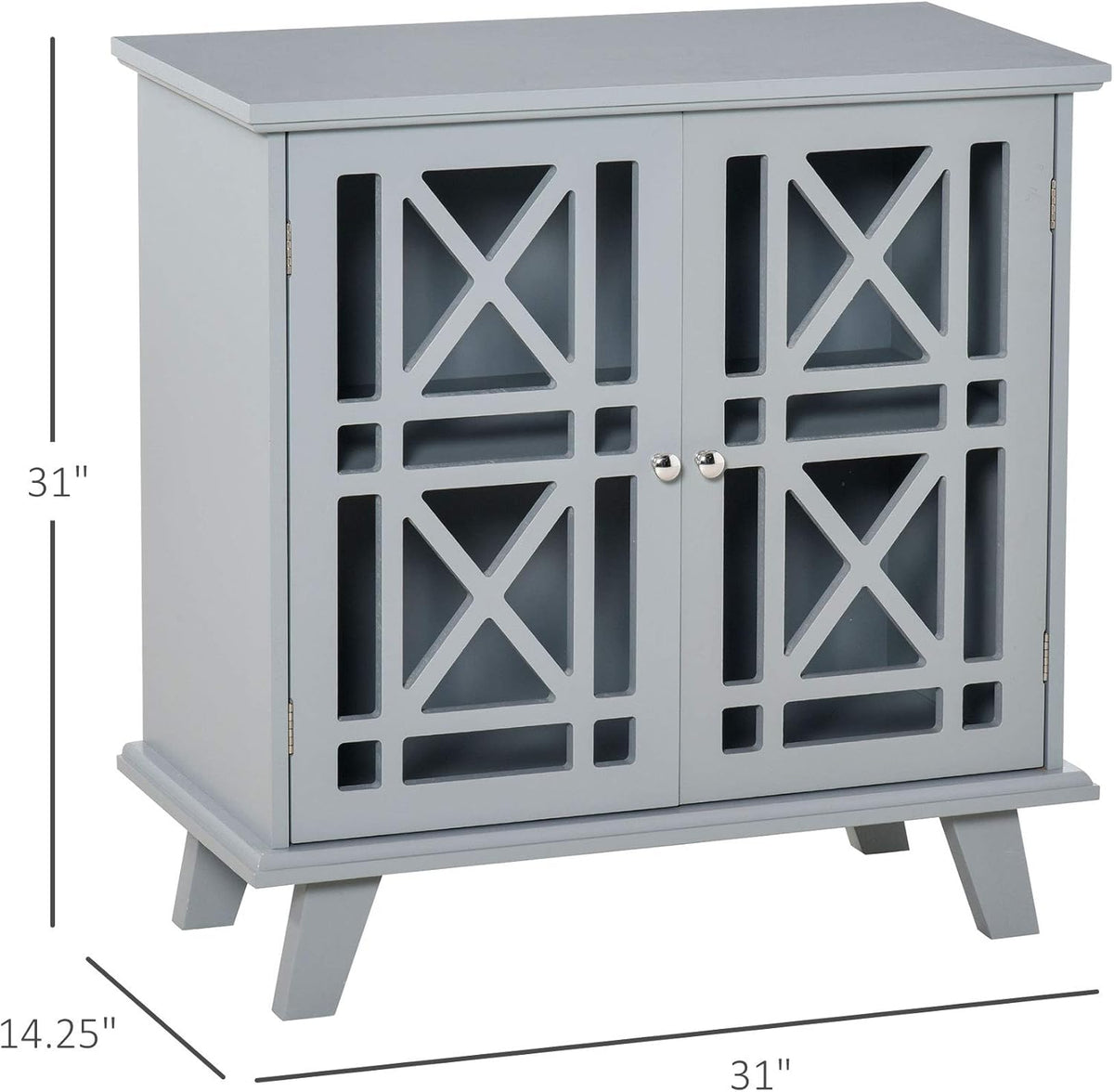 Grey Wood Sideboard Cabinet with Fretwork Doors N9845
