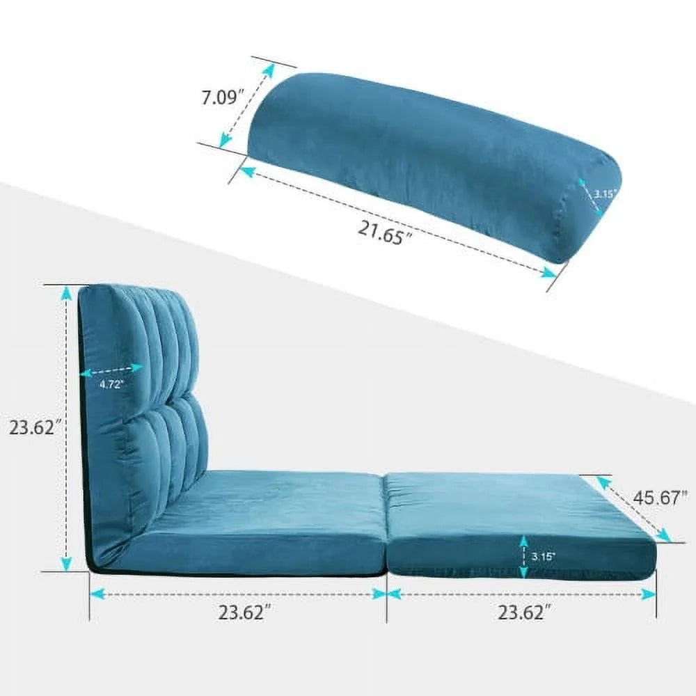 Blue Double Chaise Lounge Sofa with Two Pillows W3788