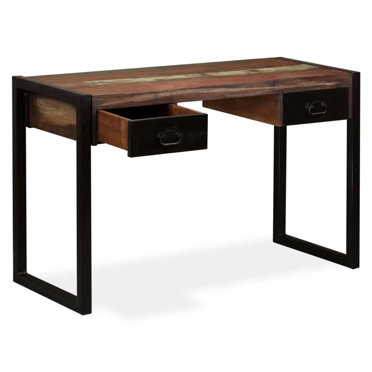 Writing Desk with 2 Storage Drawers Reclaimed Wood Steel Legs H469969