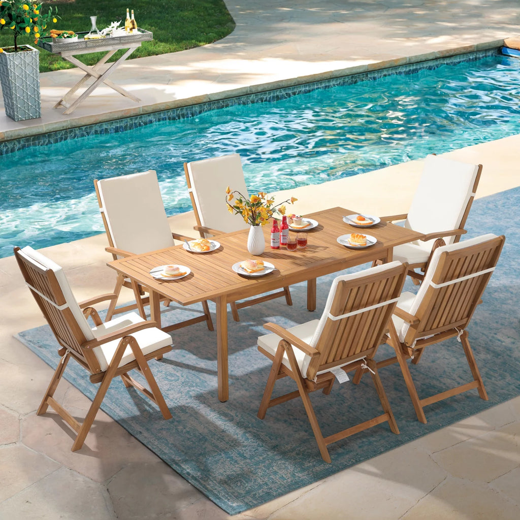 7 Piece Acacia Wood Patio Dining Set X825