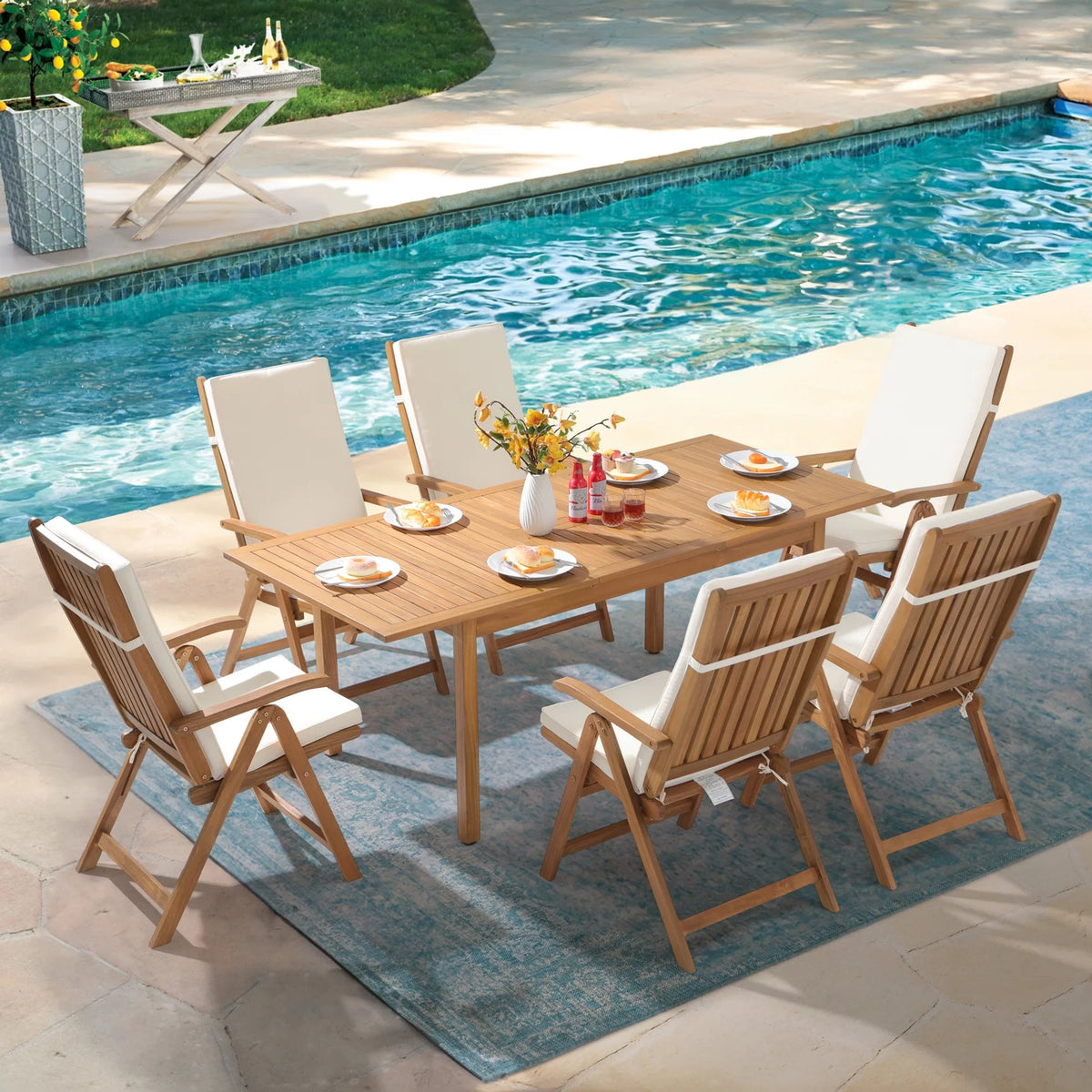 7 Piece Acacia Wood Patio Dining Set X825