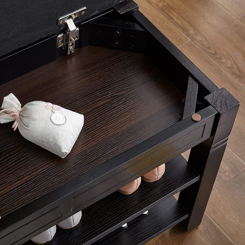 Black Shoe Storage Bench with Cushion H976