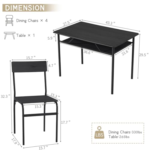 Natural Wood Dining Table Set for 4 K419248