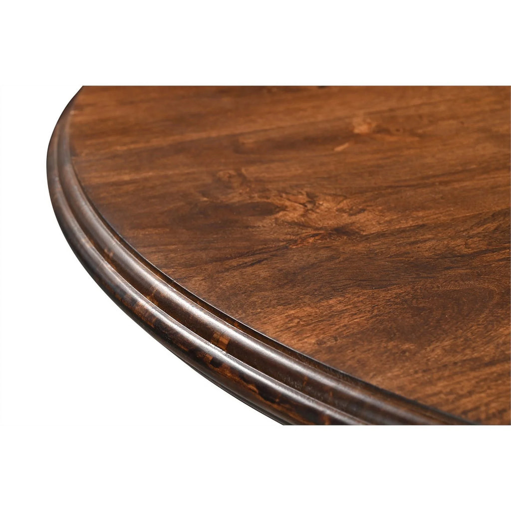 48" Round Solid Wood Pedestal Dining Table in Dark Brown I8640