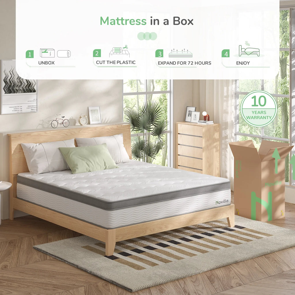 12" Gel Memory Foam Pocket Spring Hybrid Mattress, Queen Size G85397