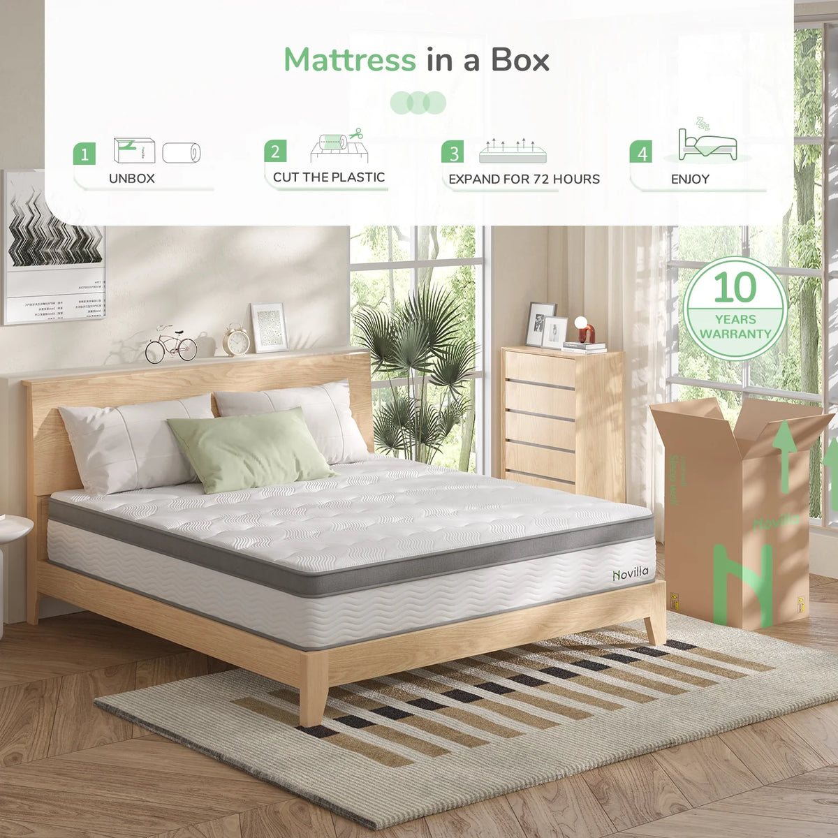 12" Gel Memory Foam Pocket Spring Hybrid Mattress, Queen Size G85397