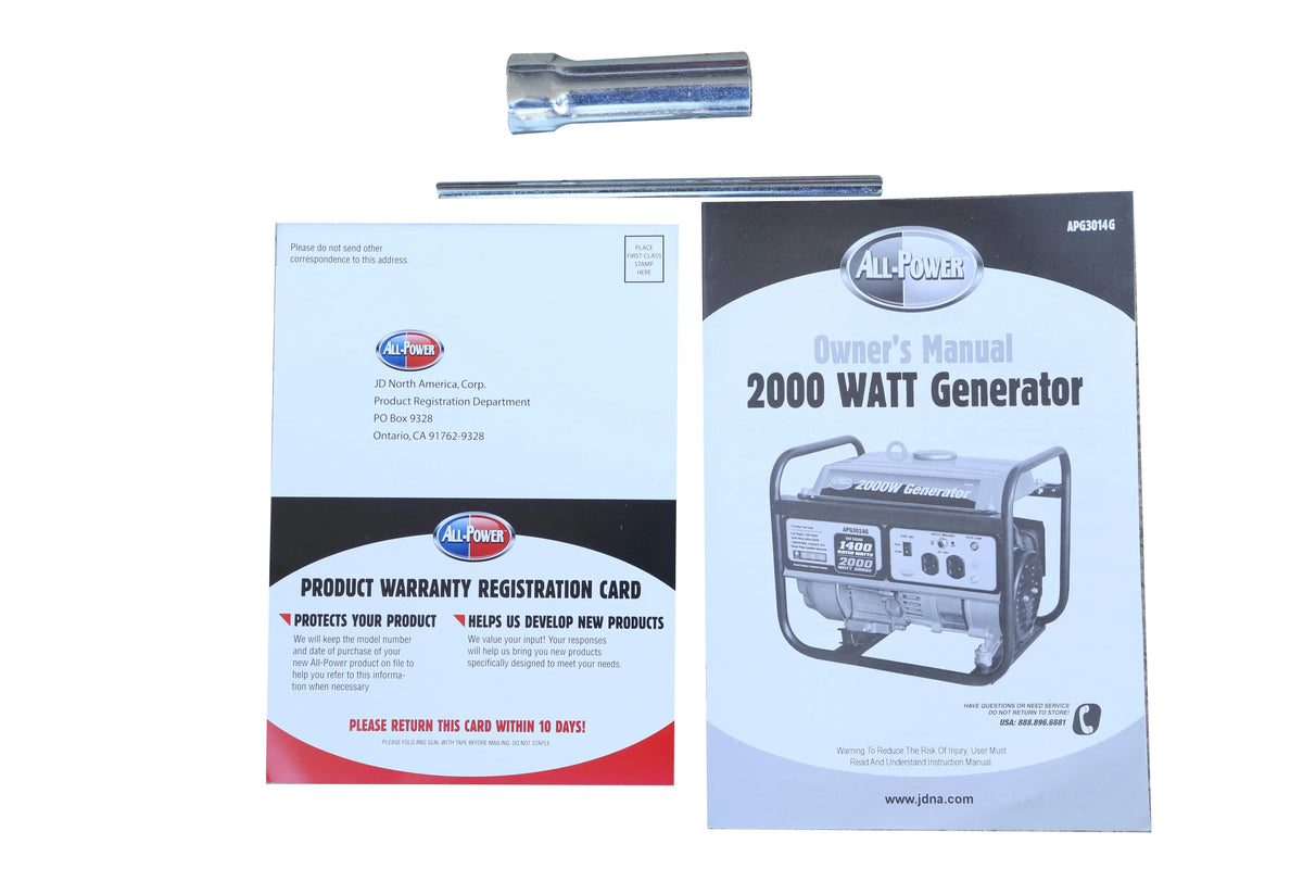 2000 Watt Portable Gas Powered Generator J98584