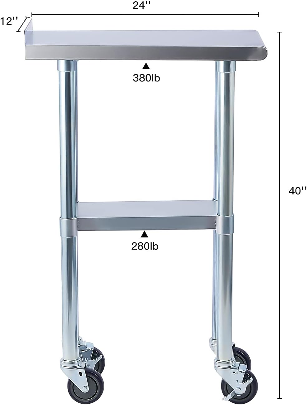 Stainless Steel 24 x 18 Inches Worktable with Backsplash S7602