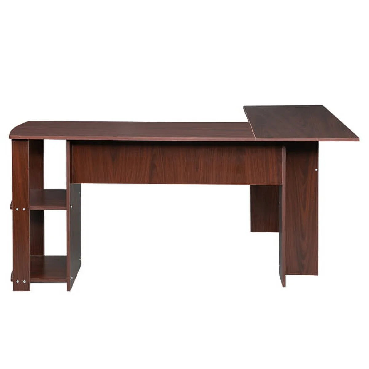 L-Shaped Wood Computer Desk with Shelves Dark Brown L770301