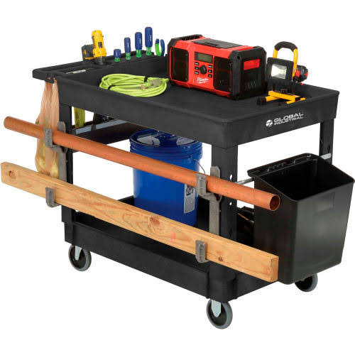 Plastic 2 Tray Black Utility Cart Y608