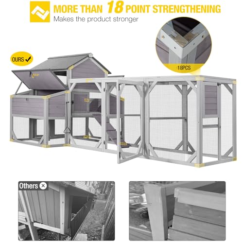 Extra Large Wooden Chicken Coop with 6 Nesting Boxes T96355