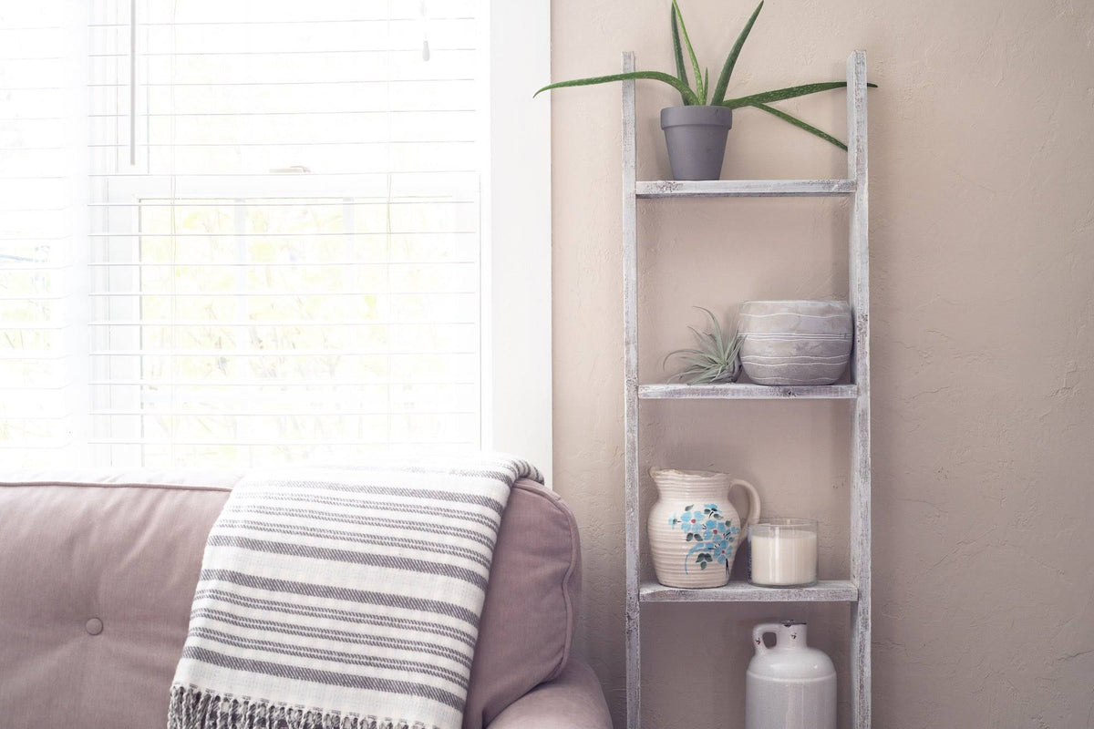 Turquoise 5 Foot Decorative Bookcase Ladder C96534