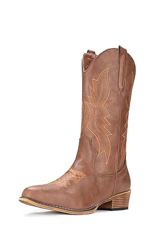 Cowboy Boots Pull On Pointy Toe Mid Calf Boots E617