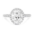 Oval Cut Genuine Cultured Diamond SI1-SI2 I-J 18K White Gold Halo Engagement Ring Z793059