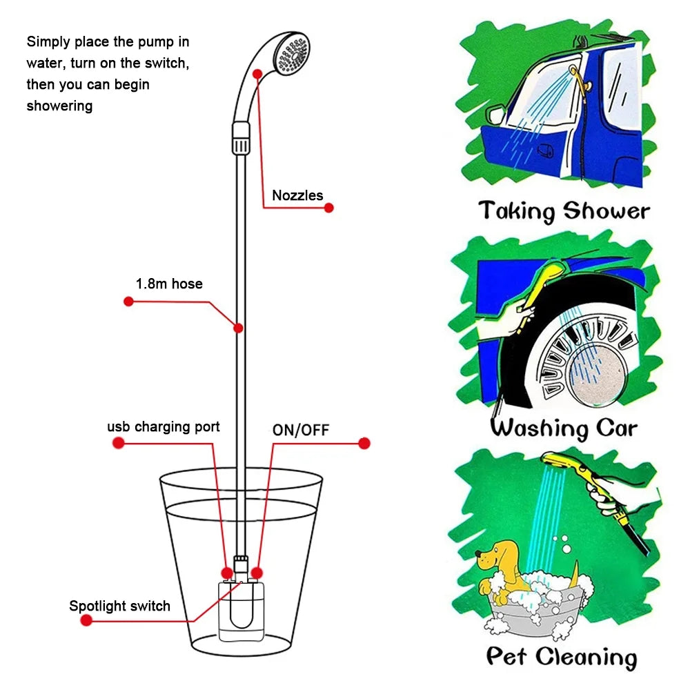 Portable USB Rechargeable Handheld Shower K31396