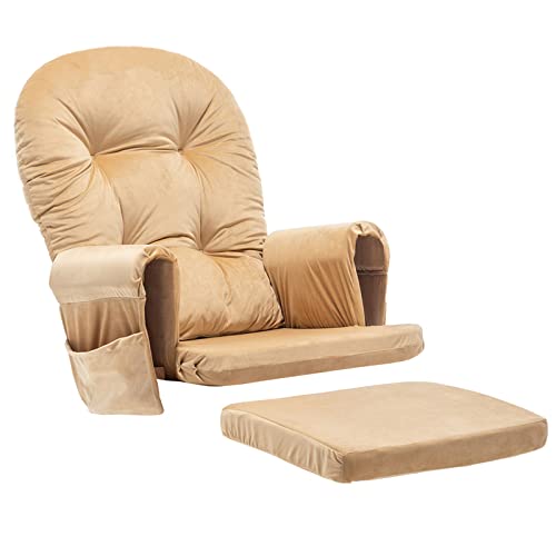 Royal Blue Velvet Rocking Chair Cushion Set with Ties, 5PCS I97123