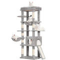 Smoky Gray 60 inches Cat Tree Tower with Scratching Posts H718613