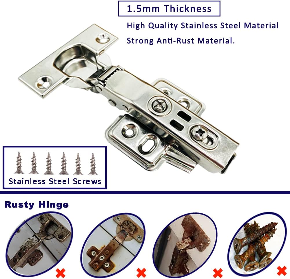 10 Pack Stainless Steel Soft Close Cabinet Hinges Q974