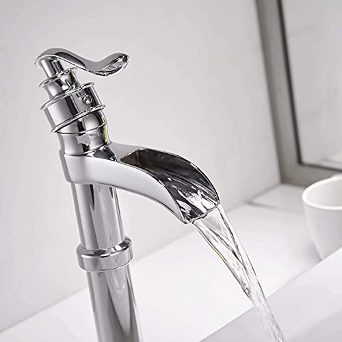 Black Waterfall Bathroom Sink Faucet with Pop Up Drain Q286088