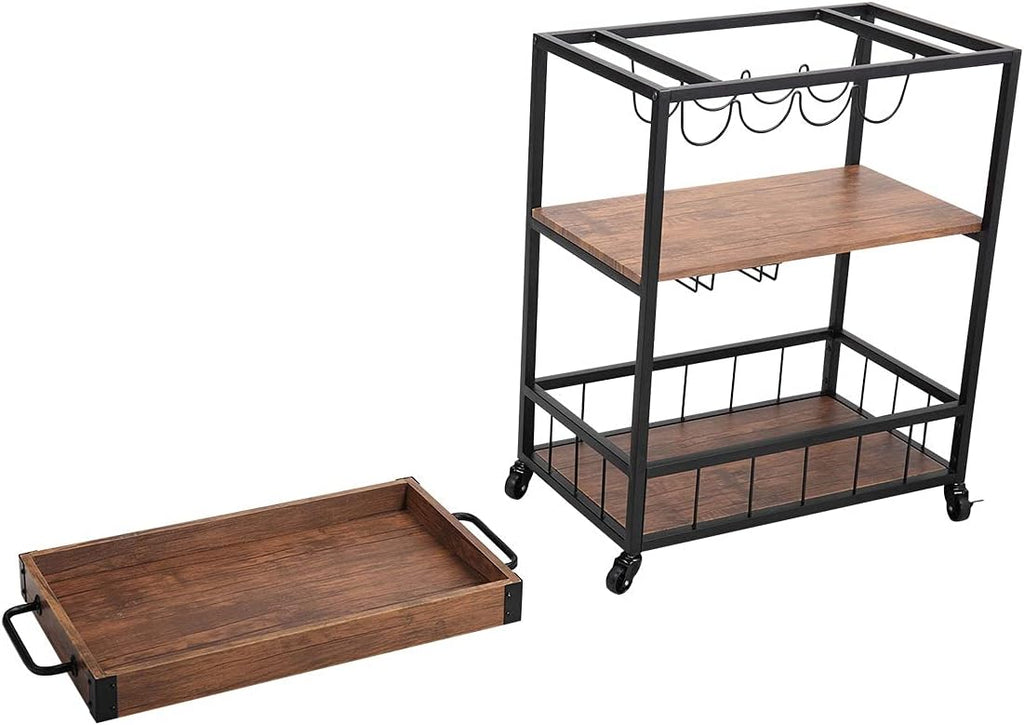 Bar Cart with 3-Tier Storage Shelves B346043