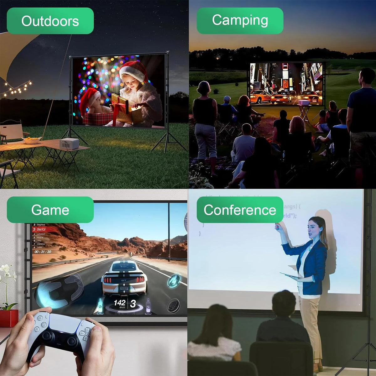 100 inch Portable Projector Screen with Stand F3612