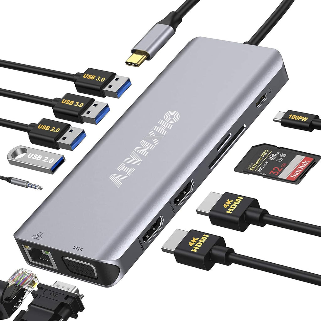 12-in-1 USB C Docking Station with Dual 4K HDMI N138159