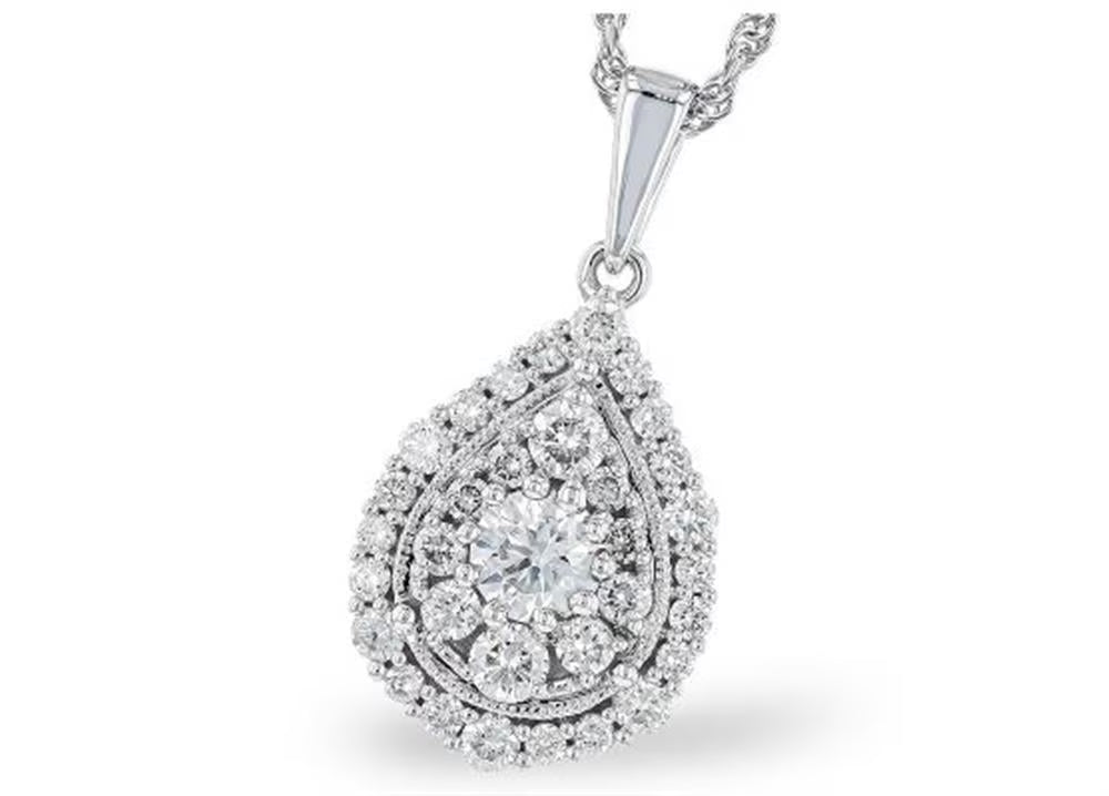 Diamond Cluster 14K White Gold Necklace L60406
