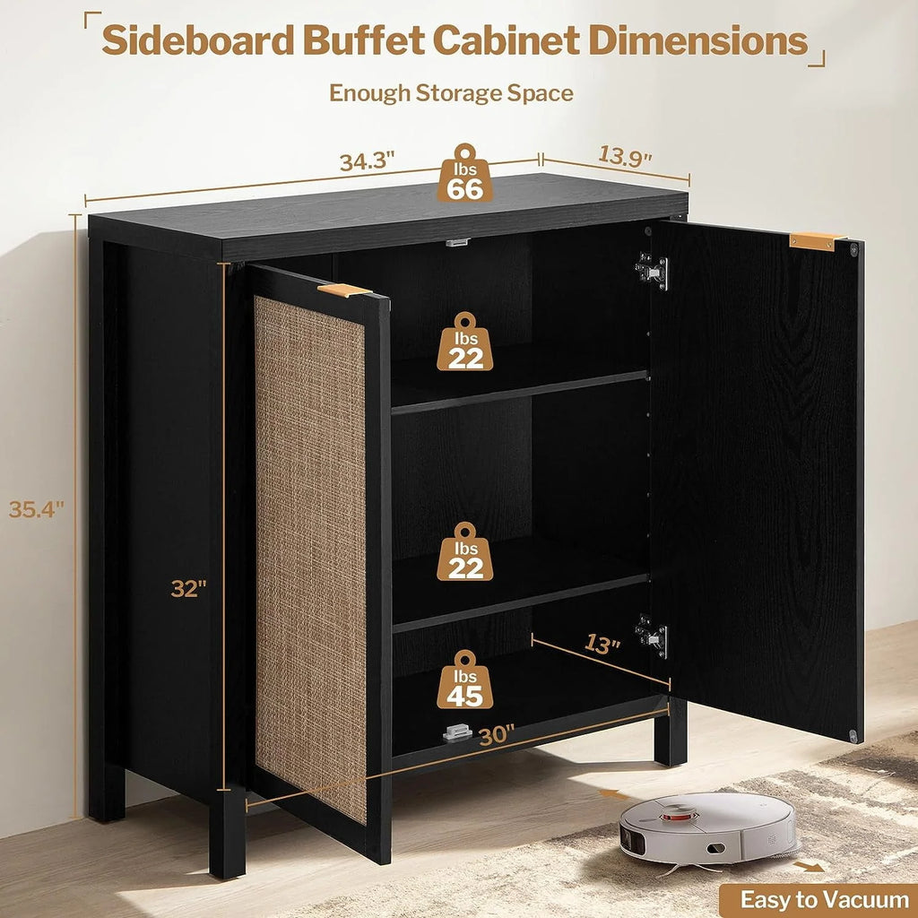 Set of 2 Rattan Cabinet with Doors D40400