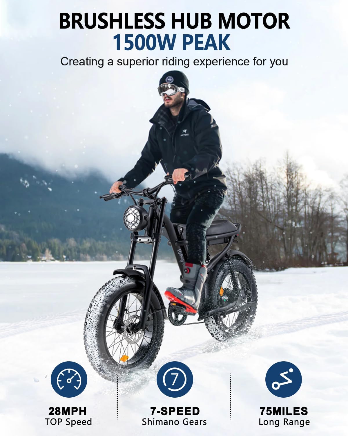 Retro 1500W Electric Bike with 20 Inch Fat Tire T32881