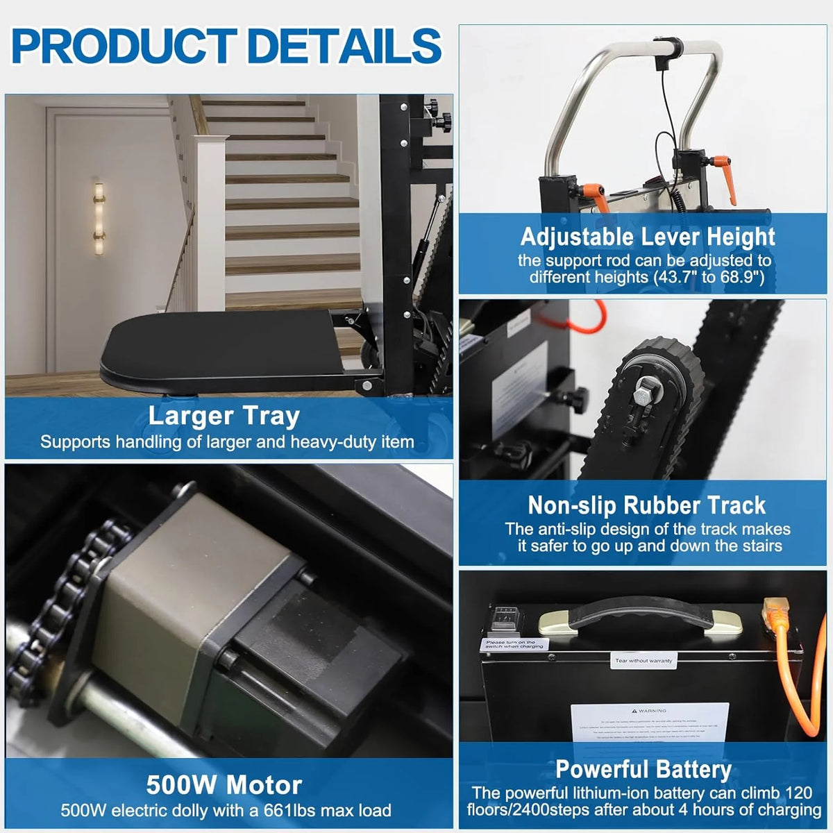500W Folding Electric Stair Climbing Hand Trucks Z536