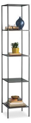 Modern Slim Bookcase Recycled Natural Steel Black Z794725