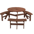 6-Person Circular Outdoor Wooden Picnic Table with 3 Built-in Benches D69791
