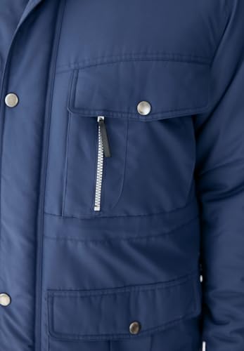 Men's Big & Tall Fleece-Lined Parka With Detachable Hood And 6 Pockets G321877
