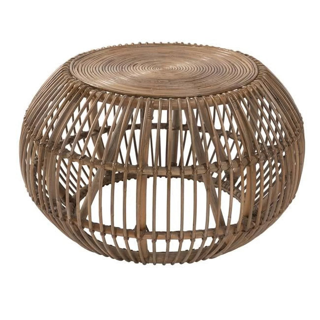 Natural Rattan Round Distressed Coffee Table B6223