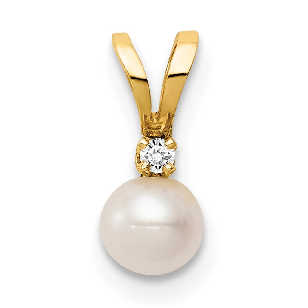 14K Yellow Gold Freshwater Cultured Pearl Pendant Necklace 16'' N3653