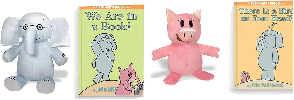 Plush Piggie & Gerald Elephant with 2 Books, 12" Pack L801373