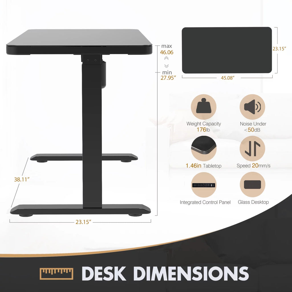45 Inch Adjustable Height Standing Desk with Drawers O7465