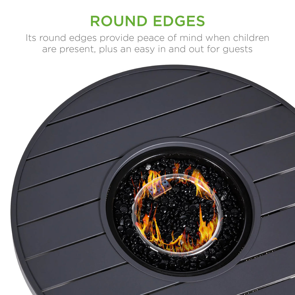 32in Round Gas Fire Pit Table Brown S285