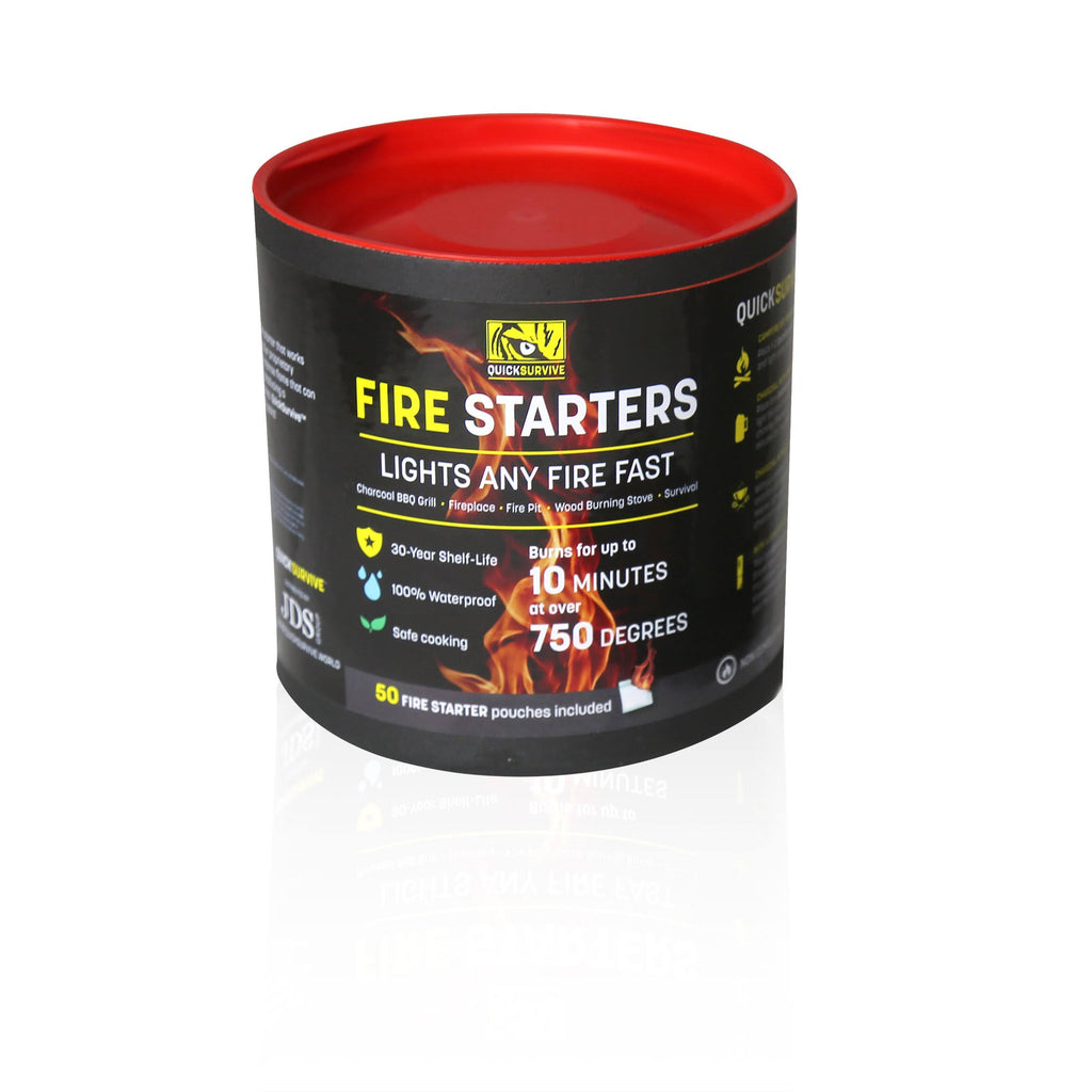 50-Piece Survival Bundle with Fire Starter Canister, Stove, Flint, Paracord & Glove B22937