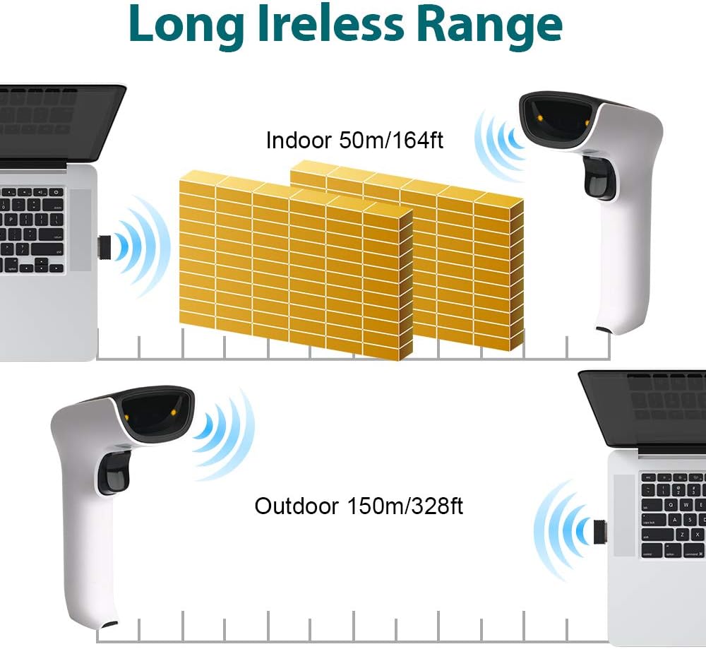 Wireless 2D Bluetooth Barcode Scanner with USB Receiver H4418