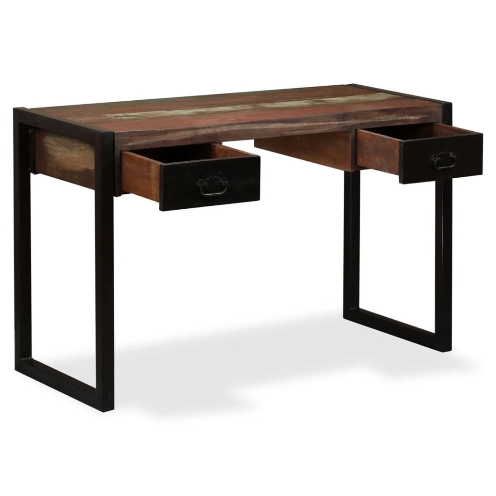 Writing Desk with 2 Storage Drawers Reclaimed Wood Steel Legs H469969
